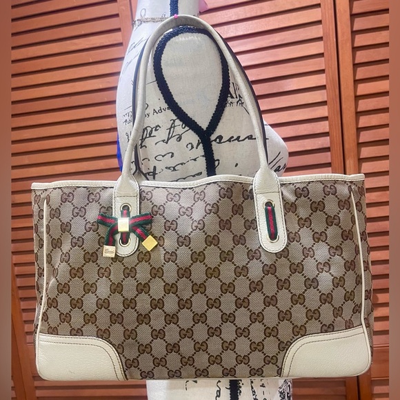 GUCCI Ribbon GG Pattern Tote - Picture 1 of 17